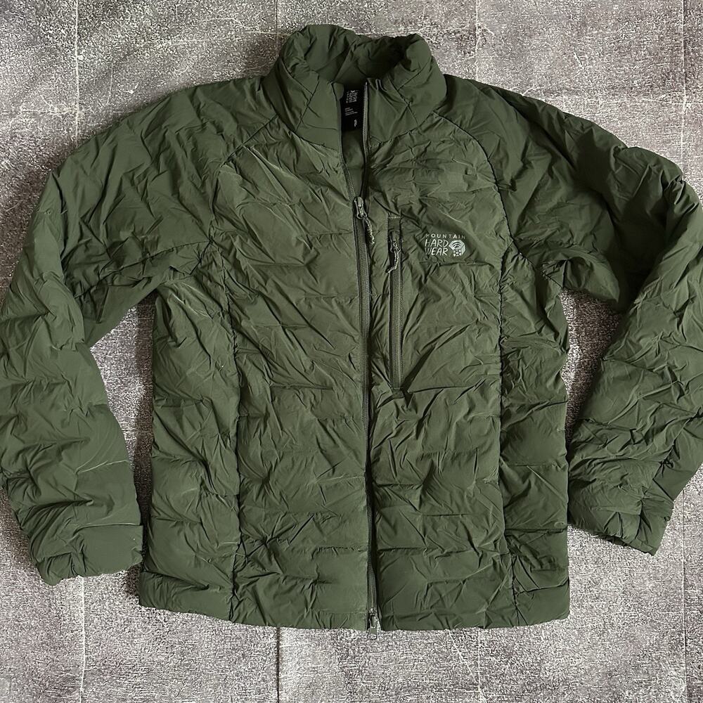 Men's Mountain Hardwear Forest Green Stretchdown Zip Up Down Puffer Jacket Sz S